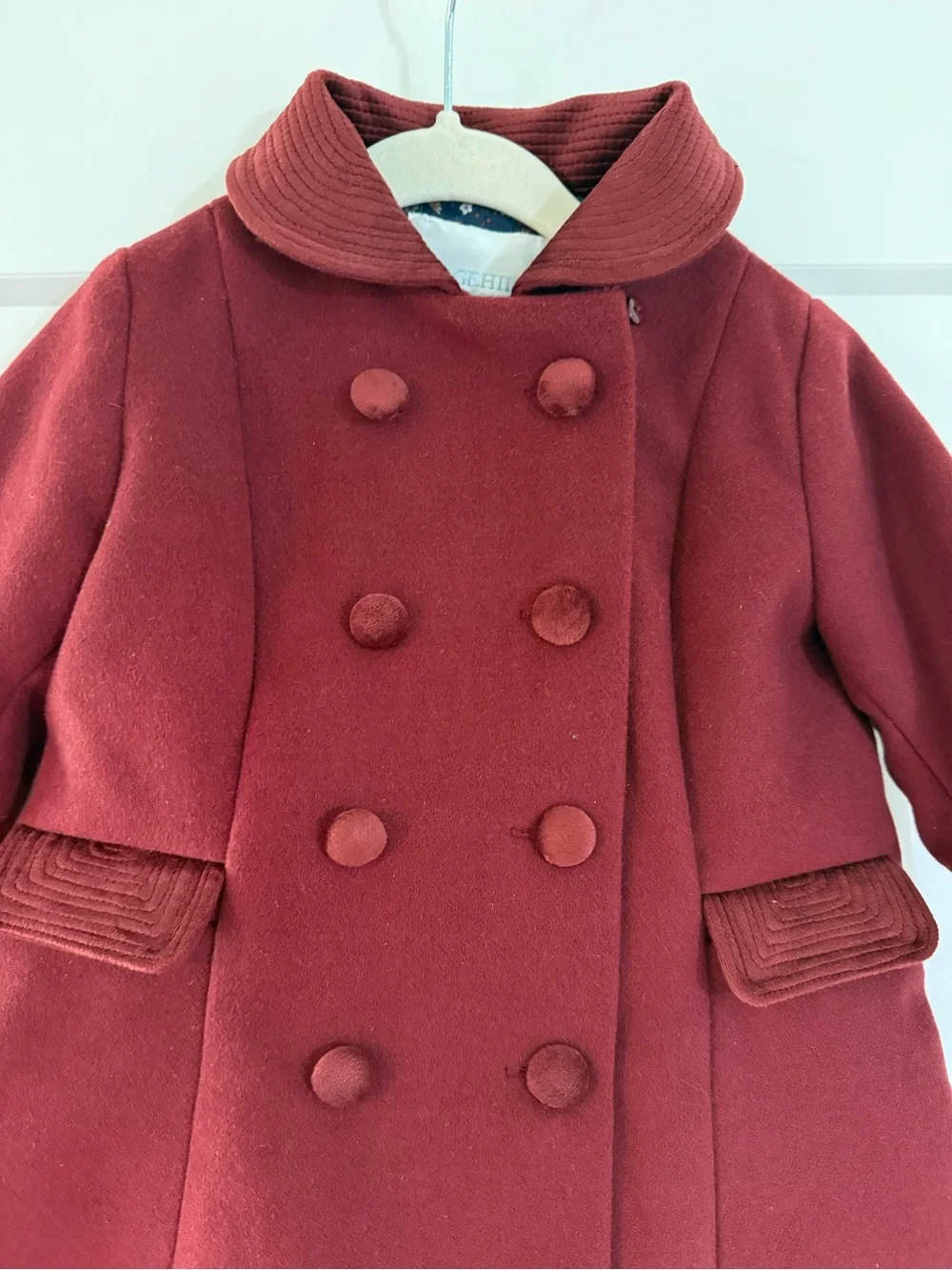 Edgehill Collection Toddler Double-Breasted Peacoat - Burgundy